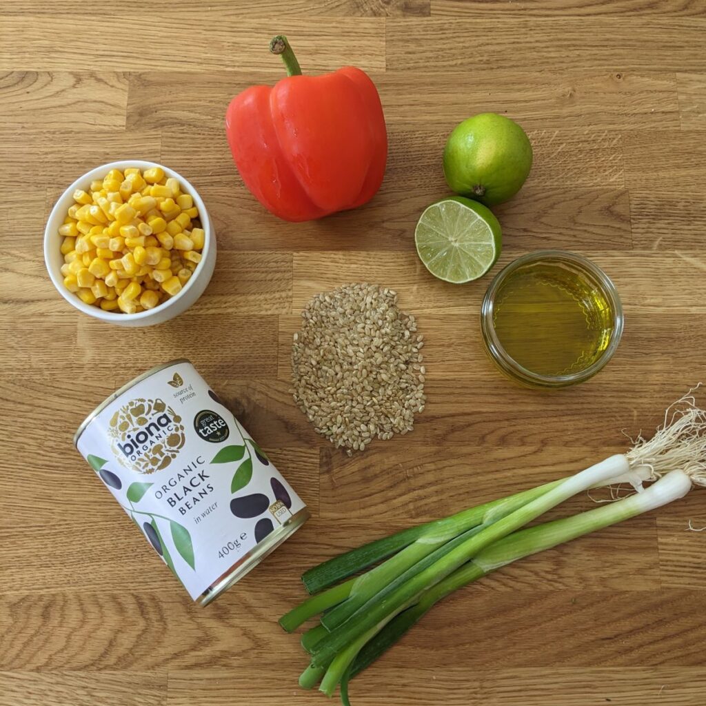 Black bean and brown rice salad ingredients